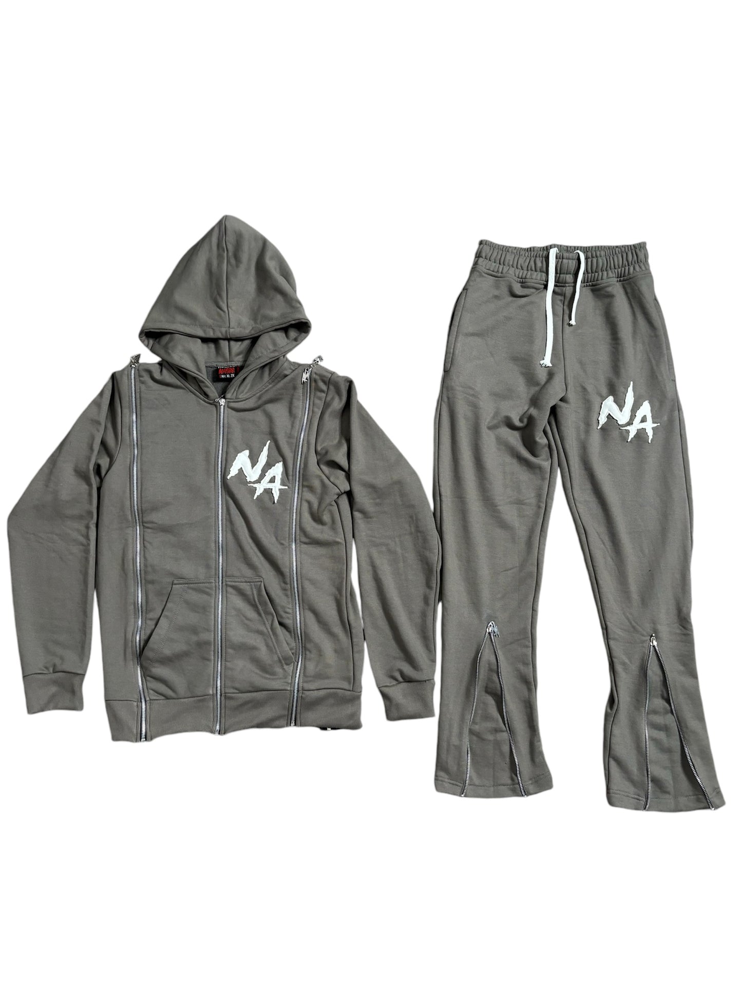 Triple Zipper Grey Sweatsuit