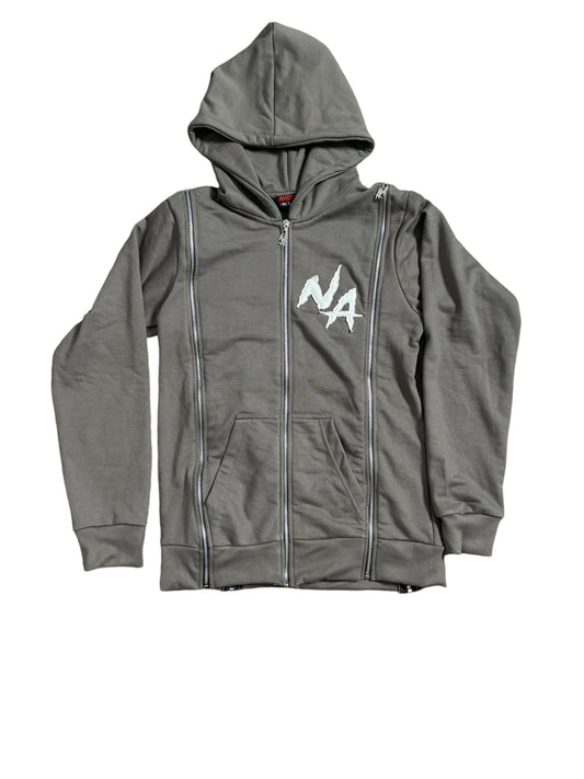 Triple Zipper Grey Zip Up